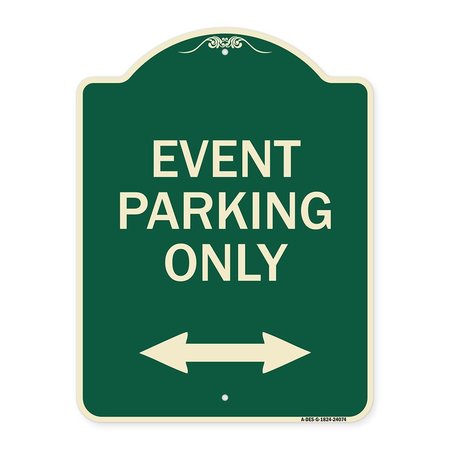 SIGNMISSION Event Parking W/ Bidirectional Arrow Heavy-Gauge Aluminum Sign, 24" x 18", G-1824-24074 A-DES-G-1824-24074